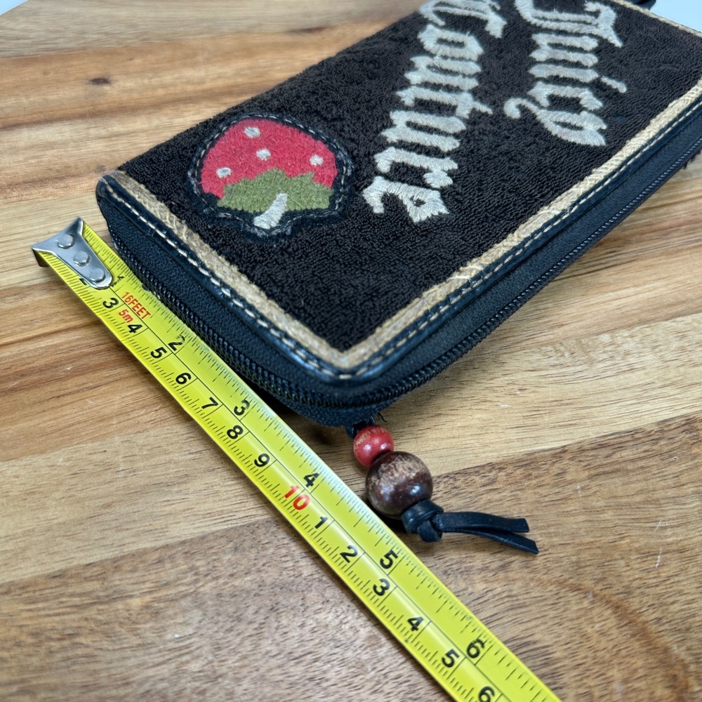 VTG Juicy Couture Brown Velour Strawberry Zip Around Wallet Y2K Embroidered Logo - Picture 2 of 9